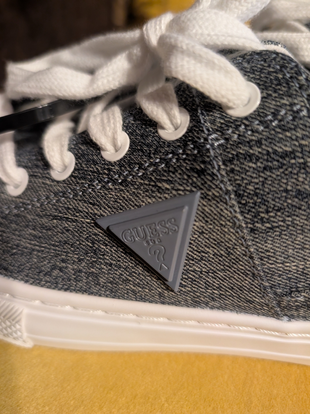 GUESS Kids Denim-Style Gray & White Lace-Up Sneakers - Picture 7 of 13